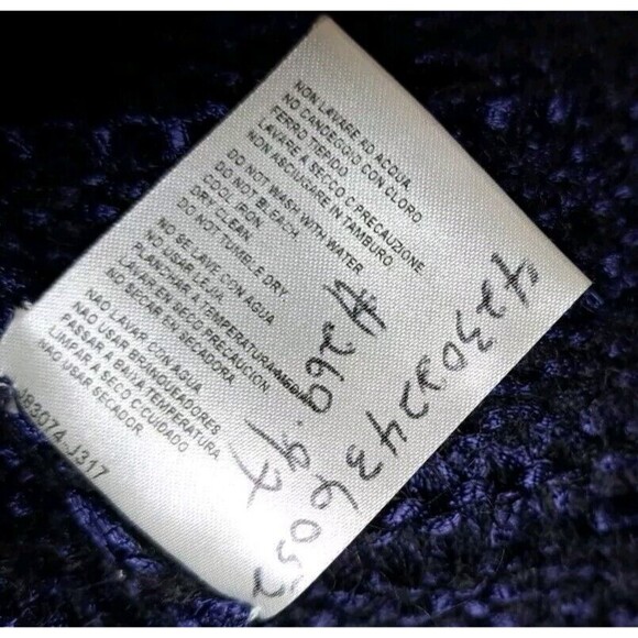 Giorgio Armani Cardigan Sweater Blue Black Womens 46 Open Waterfall Preppy Italy - Picture 12 of 12